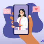 Patient using smart phone for <a class=