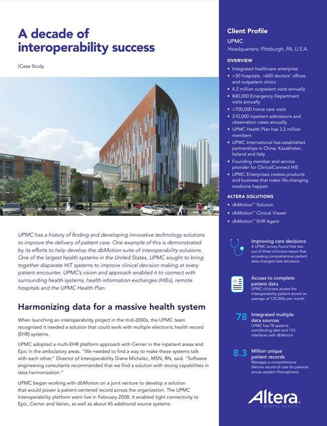 A decade of interoperability success UPMC_2022 UPMC client story