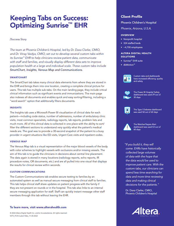 Phoenix Children's Sunrise EHR Optimization Story v2 Phoenix Children's Sunrise Optimization Story image