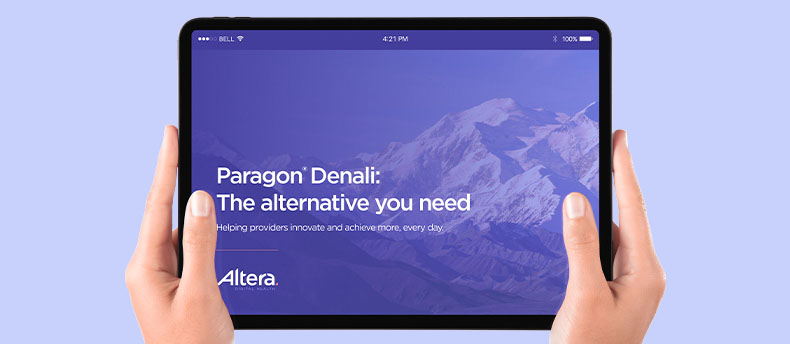 Hands holding iPad that reads Paragon Denali: The alternative you need