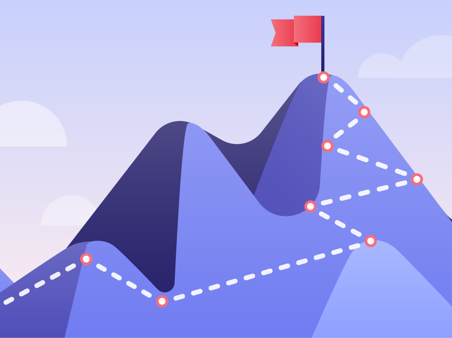 Graphical representation of a mountain with a flag at the top