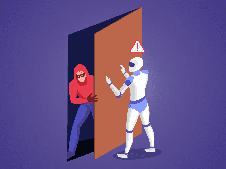 robot at door in front of person