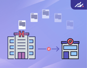 graphic showing documents moving from hospital to pharmacy