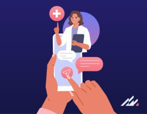 Doctor and patient communicating on EHR tool